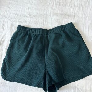 Women's Teal Waffle Knit Athletic Shorts